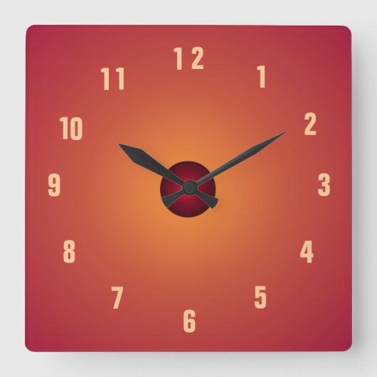 Carrée Horloge orange brûlée> Horloge de cuisine (Recto)
