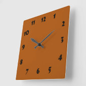 Carrée Horloge orange brûlée numérotée modifiable (Angle)