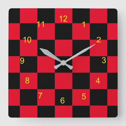 Carrée Horloge - Panneau rouge et noir (Recto)