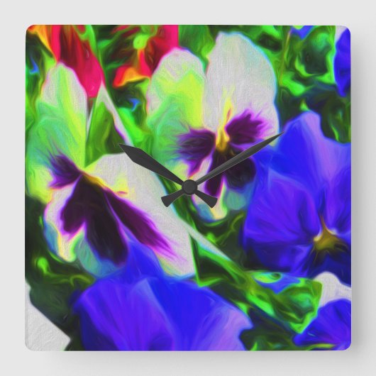 Carrée Horloge Pansy Art Wall (Recto)