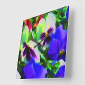 Carrée Horloge Pansy Art Wall (Angle)
