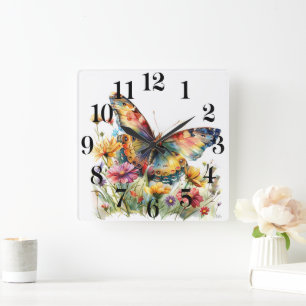 Carrée Horloge Papillon
