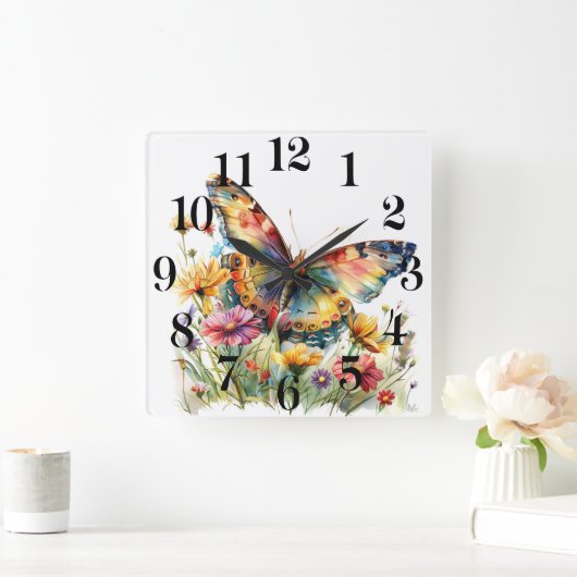Carrée Horloge Papillon (Maison)
