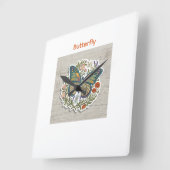 Carrée horloge papillon (Angle)