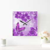 Carrée Horloge papillon pourpre (Maison)