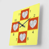 Carrée Horloge - Patchwork (coeur rouge) (Angle)