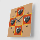 Carrée Horloge - Patchwork pour animaux (coeur rouge) (Angle)