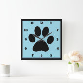 Carrée Horloge Pawprint Light Blue (Maison)