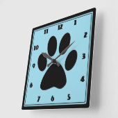 Carrée Horloge Pawprint Light Blue (Angle)