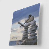 Carrée Horloge Peace Zen Rocks (Angle)