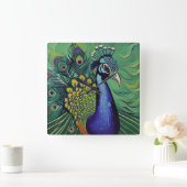 Carrée Horloge Peacock Art Déco (Maison)