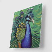 Carrée Horloge Peacock Art Déco (Angle)