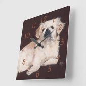 Carrée Horloge Pékinois blanc (Angle)