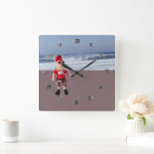 Carrée Horloge - Père Noël à la plage (Maison)