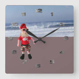 Carrée Horloge - Père Noël à la plage
