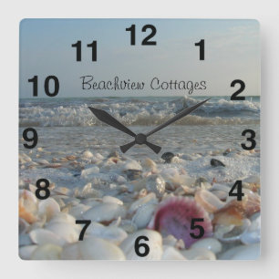 Carrée Horloge personnalisable de plage d'île de Sanibel