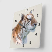 Carrée Horloge personnalisable du tigre (Angle)