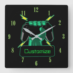 Carrée Horloge personnalisée de carré de Gamer de