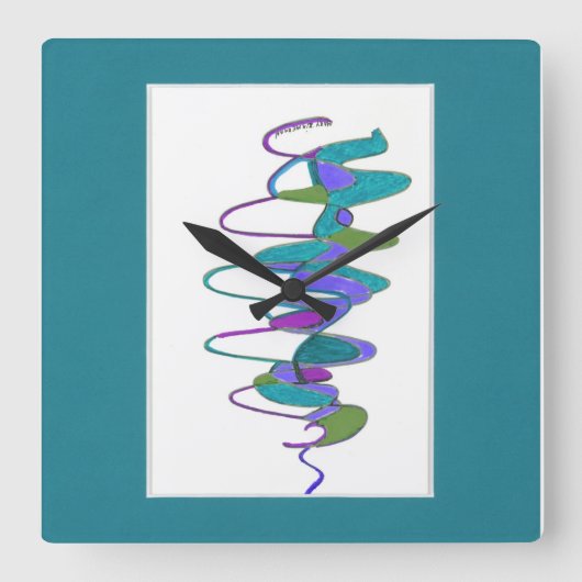Carrée Horloge personnalisée du cyclone turquoise (Recto)
