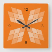Carrée Horloge - Pétales de diamant sur Orange (Recto)