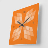 Carrée Horloge - Pétales de diamant sur Orange (Angle)