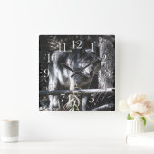 Carrée Horloge photo Gray Wolf & Forest (Maison)