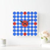 Carrée Horloge - Points bleus et rouges (Maison)