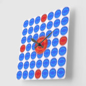 Carrée Horloge - Points bleus et rouges (Angle)