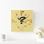 Carrée Horloge - Points de question en orange et Brown (Maison)