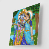 Carrée Horloge Radha Krishna (Angle)