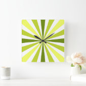 Carrée Horloge rayée jaune et verte moderne (Maison)