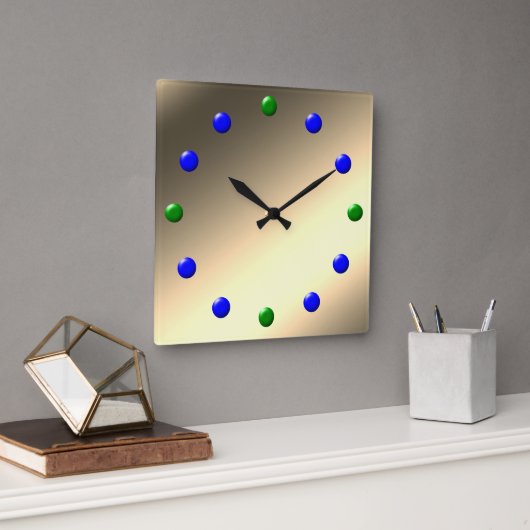 Carrée Horloge - Retro 60s Golden Metallic Face (Bureau)