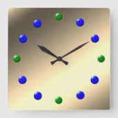 Carrée Horloge - Retro 60s Golden Metallic Face (Recto)