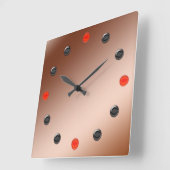 Carrée Horloge - Retro 60s visage métallique (Angle)