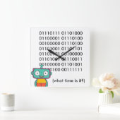 Carrée Horloge Robot Cute - Binary (Maison)