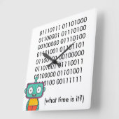 Carrée Horloge Robot Cute - Binary (Angle)