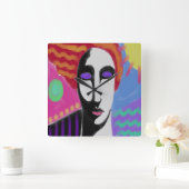 Carrée Horloge ronde d'art Abstrait (Maison)