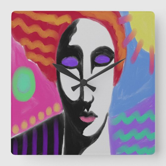 Carrée Horloge ronde d'art Abstrait (Recto)