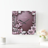 Carrée Horloge rose florale (Maison)