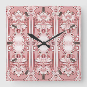 Carrée Horloge rose florale