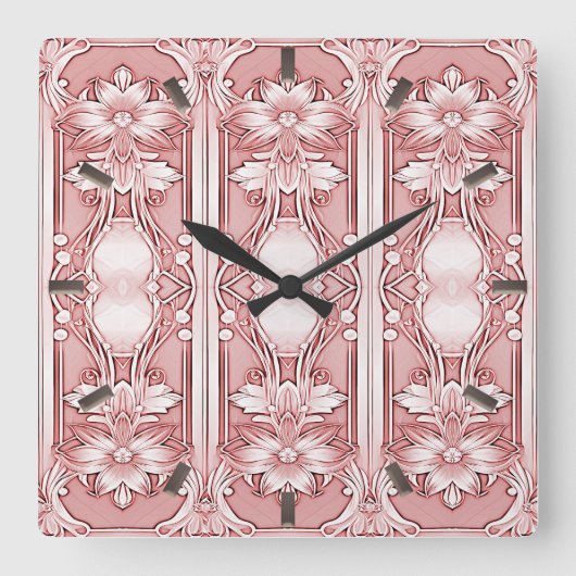 Carrée Horloge rose florale (Recto)