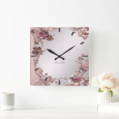 Carrée Horloge rose florale (Maison)