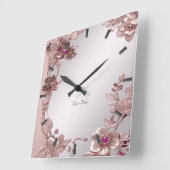 Carrée Horloge rose florale (Angle)