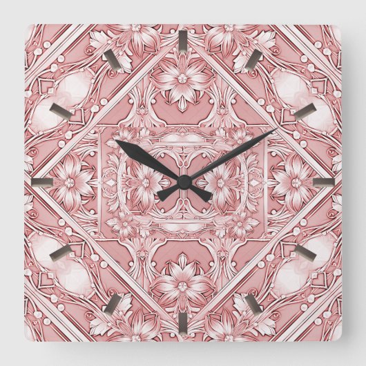Carrée Horloge rose florale (Recto)