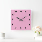 Carrée Horloge rose pastel numérique modifiable (Maison)