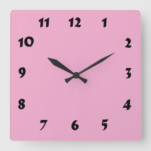 Carrée Horloge rose pastel numérique modifiable (Recto)