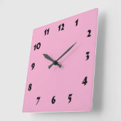 Carrée Horloge rose pastel numérique modifiable (Angle)