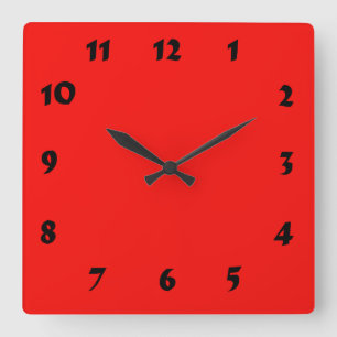 Carrée Horloge rouge brillante en néon numérique modifiab