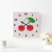 Carrée Horloge rouge du mur cerise (Maison)