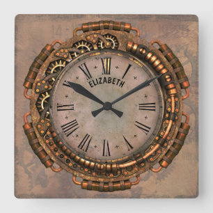 Carrée Horloge rouillée vintage d'art déco de Steampunk